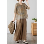 <![CDATA[Japanese Summer Loose Elastic Waist Wide-Leg Pants]]>