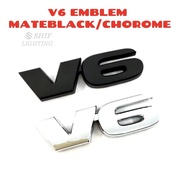 V6 Emblem Logo (MateBlack/Chrome)