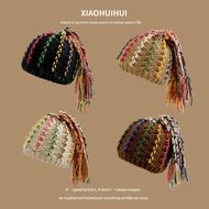topi lelaki running cap Colorful Famous Ethnic Style Dirty Braids Knitted Hat Hand-Knitted Twist Bra