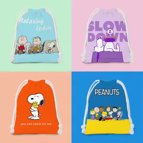 Cute Snoopy Drawstring Bag Large Capacity Dustproof Sundry Storage Multifunctional Eco Friendly Port