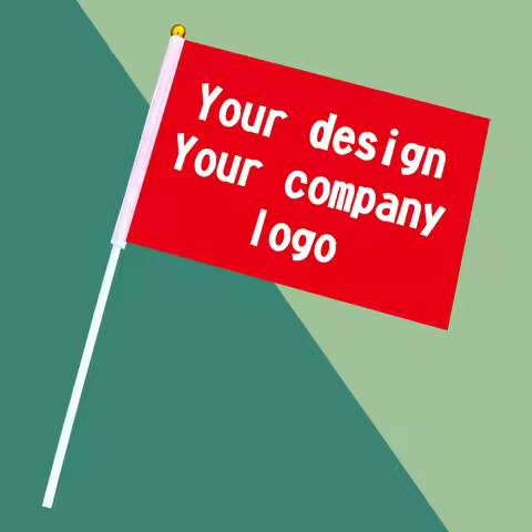 50Pcs per Lot Custom Hand Flag 14X21cm Hand Print Buyer's Company Logo or Design Election Banner wit