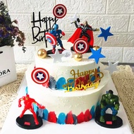 4pcs/set The Avengers Iron Man Thor Hulk Superhero Cake Topper Action Figure Toy Kids
