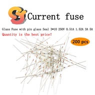 200pcs/1 Pack With Pin Glass Fuse Sealing Tube 3 * 10 250V 0.5 1A 1.5 2A 3A 5A Current