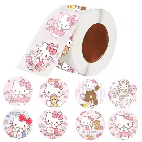 500 stickers/roll cartoon Hello Kitty cute stickers decoration reward gift stickers