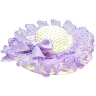 珍珠蕾絲蝴蝶結遮陽帽髮夾 全包布手工髮飾Sun Hat-Lilac