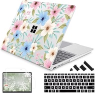 SUROCASE Compatible with Microsoft Surface Laptop Go 2 Go 1 12.4 Inch (2020-2022 Releases) Model 1943, Plastic Hard Case with Screen Protector + Keyboard Cover + Dust Plugs, Spring Flowers