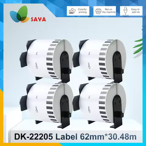 4 Rolls DK-22205 dk2205 Label Thermal Paper 62mm x 30.48m Continuous for Brother QL-500/500A/550/560