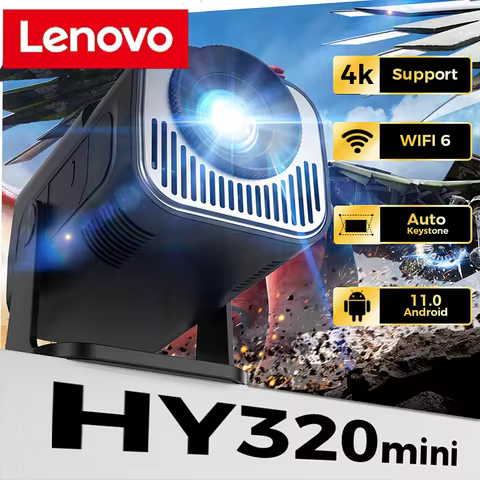 Lenovo HY320 Mini Portable Projector 4K 1080P Native 1280*720P Android11 WIFI6 BT5.0 Auto Keystone C