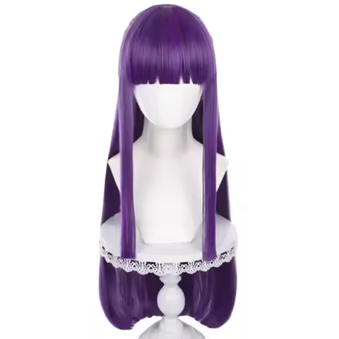 Anime Fern Cosplay Wig 80cm Purple Straight Hair Halloween Heat Resistant Synthetic Wigs