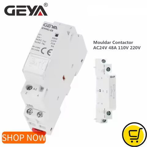 GEYA GYHC Din Rail Household Contactor AC24V 48V 110V 220V 2P 25A 2NC 2NO 1NO1NC 50/60Hz