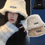 Korean Style Autumn Winter Women's Fur Hat Winter Warm Rabbit Fur Bucket Hat