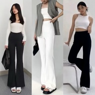 Premium Cutbray Scuba Pants Black and White Women's Cutbray Pants High Waist Flare Pants Highwaist C
