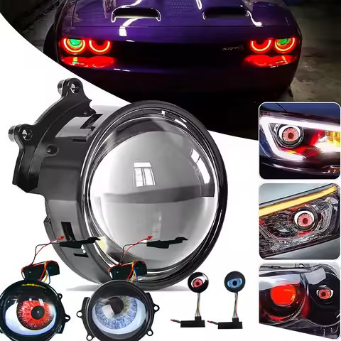 12V Dynamic Devil Eye Car Headlights DIY Car Dynamic Devil Eye Large Light Lens Modification Eagle E