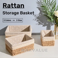 Maxvaluesg® Hand-Woven Rattan Basket Desktop Storage Box Sundries Organizer