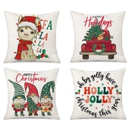 Red falala holly Pillow case linen 40×40.Christmas decor Square sofa bedding Throw pillow cover.