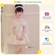 (Genuine Kiddimi) Elegant chiffon collar lady's DRESS - detachable (free flower pin) for girls - ASL