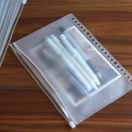 [全新超好用] 打孔 文件夾 PVC 活頁袋 b5 拉邊袋 手帳本 裝飾 配件 拉鍊 收納袋 透明 霧面 夾鏈袋