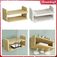 [Flowerhxy1] Router Shelf Wall Mount, Shelf TV Accessories Double Layer Wall Shelf Storage for Living Room Cable Box