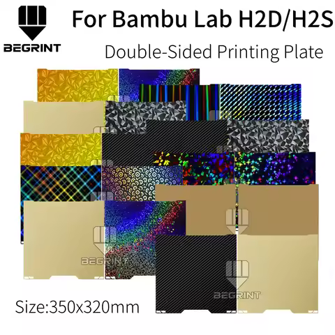 350x320mm Build PLate For Bambu Lab H2S H2D 3D Printer Parts Heat Bed Fiber Carbon Sheet PET PEI Tex