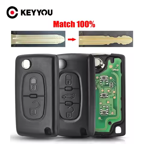 KEYYOU With Cutting Service 1PCS Remote Car Key 433MHz For Citroen C1 C2 C3 C4 C5 Berlingo Picasso P