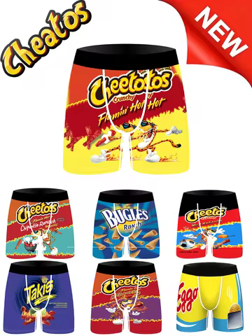 Y2k Top Cheetos Crunchy Food 3D Printed Men's Underwear Hip Hop Cool Casual Wear Sportswear