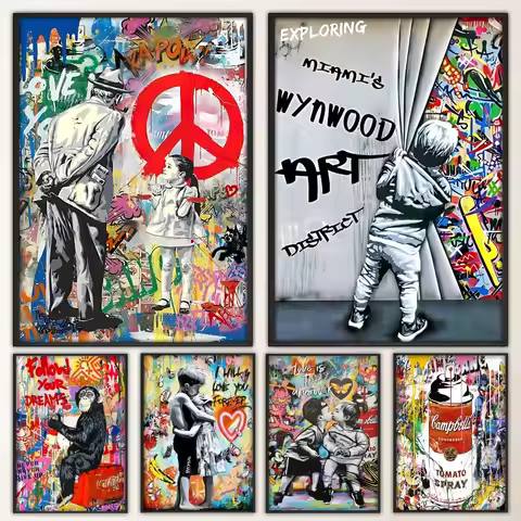 Banksy Street Graffiti Art Poster Prints Poster Wall Painting Bedroom Living Room Wall Bar Restauran
