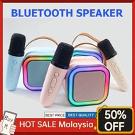Portable Karaoke Set with 2 Mic Wireless Bluetooth Speaker Mini Speaker HIFI Stereo Sound Home Wireless