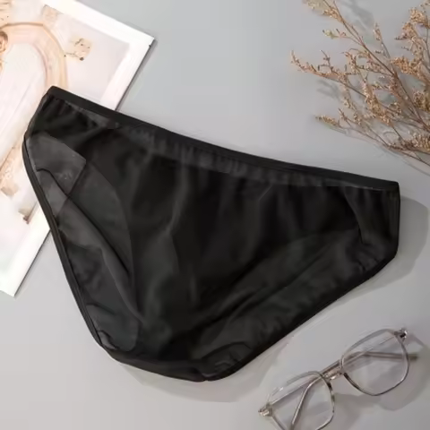 For Warm Season Comfort Men Ice Silk Briefs Bulge Pouch Lace Underwear Brief 90 Percent Nylon 10 Per