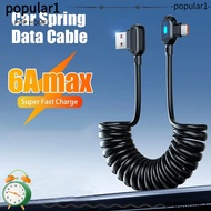 POPULAR USB C To Type C Fast Charging Cable, Black PVC 6A Spring Data Cable,  Spring Telescoping Fas