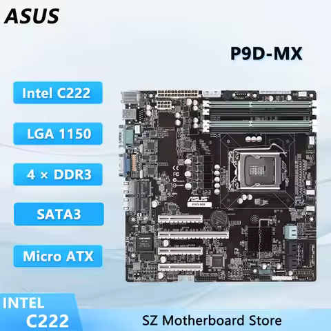 ASUS P9D-MX Intel C222 LGA1150 mATX Server Motherboard Support Xeon E3-1200 v3 CPU DDR3 ECC RAM Dual