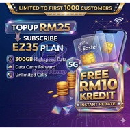 SIMCARD PELAN MURAH 300GB DATA INTERNET UNLIMITED CALL UMOBILE LINE [PERLU TOPUP] EASTEL 5G SIMCARD 