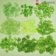 GLENES 30pcs Green Transparent Leaf Shape Beads, Leaf Shape Acrylic Beads Green Acrylic Leaf Beads, 