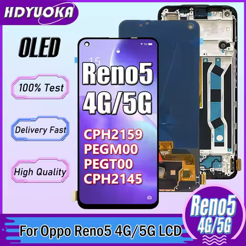 OLED For OPPO Reno5 CPH2145 CPH2159 LCD Display Touch Screen Digitizer Assembly For OPPO Reno 5 4G 5