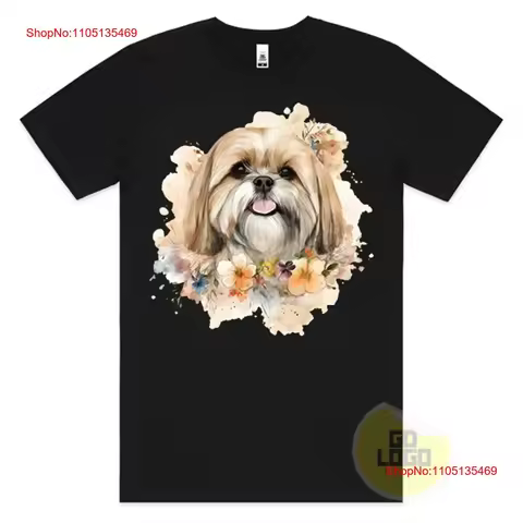 Funny T Shirt LHASA APSO Floral Pet Dog Puppy Mum Dad Cute Cool Present vintage Washed Stretched Sty