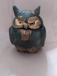 日本 古董 瑞峰作 貓頭鷹 純銅 銅製 銅雕 香爐