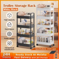 🛒3/4/5 Tier Storage Trolley Kitchen Storage Organizer Kitchen Rack Multifunction Home Handle Basket 