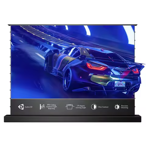 T-Prism 72inch~150inch Electric Tension Floor Rising ALR UST 4K Projection Screen for laser tv 3d uh