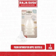 PIGEON SOFTOUCH PLUS NIPPLE 3PCS BLISTER LLL - MILKRaja