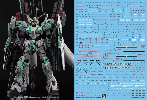 YAN Water Slide Decals Ghost Custom for RG 1/144 RX-0 Full Armor Unicorn HD Fluorescent Water Sticke