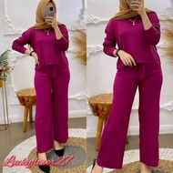 Plain Knit sweater And Culottes Suit - one set Of Plain Knit sweater - Women's knite Culottes | Sete