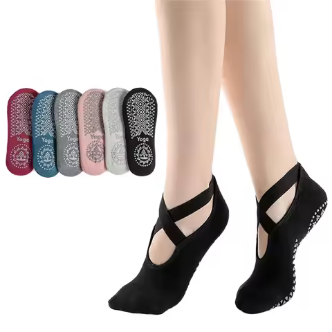 Yoga Socks Women Cotton Silicone Non-slip Pilates Grip Towel No-Show Barre Sock