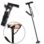 1PCS Tongkat Lipat Boleh Laras Dengan Lampu LED dan Penggera Tongkat Hiking Tongkat Berjalan Untuk O
