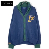 Polo Ralph Lauren 海軍藍 x 綠色棉質字母針織開襟衫，XXL