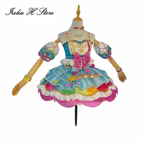 Irelia H Aikatsu Stars! Nijino Yume Cosplay Costume women Rainbow Sky set dress female