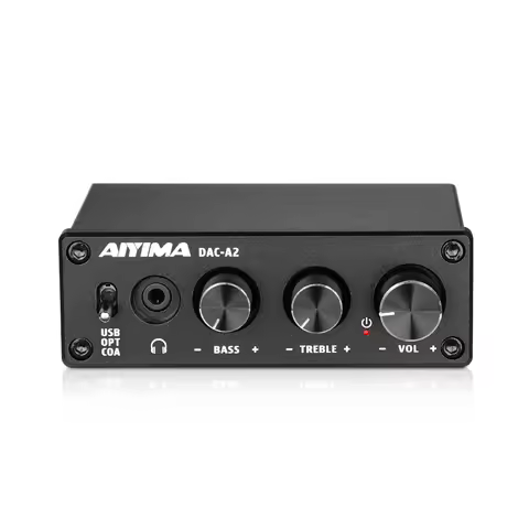 AIYIMA DAC A2 Audio Decoder Fiber Coaxial USB Decoder Bass Treble Adjustment DAC With Headphone Ampl