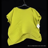 (全新8折) ISSEY MIYAKE 主線檸檬黃橫摺造型上衣 2號 三宅一生 專櫃正品