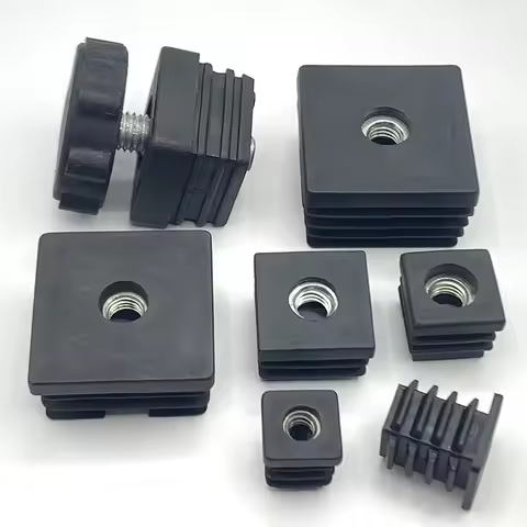 5/10pcs M5/M6/M8 Square Pipe Plugs & Nuts 15mm-50mm Black/White Plastic Furniture Leg Tube Blanking 