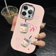 Personalized Pink Girl Milk Tea New Style Fat Pier All-Inclusive Phone Case for AppleIPHONE15 14 13 12 11promax/pro XSMAX/XR/X/XS 7/8plus HK0B