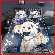 YB2 Genshin Impact Bedsheet Pillowcase combination Comfortable Washable 3IN1 Anime sheet Pillow case