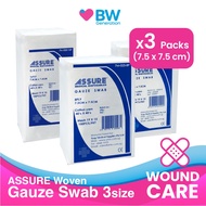 [3 Packs] ASSURE - Gauze Swab Non-Sterile (7.5cm x 7.5cm 100pcs/packs) - by BW generation